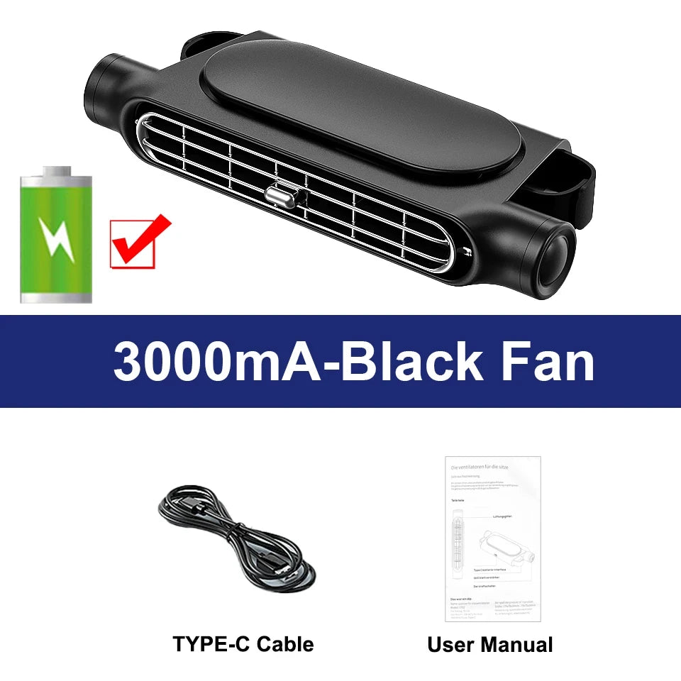 3-Speed USB Car Seat Fan